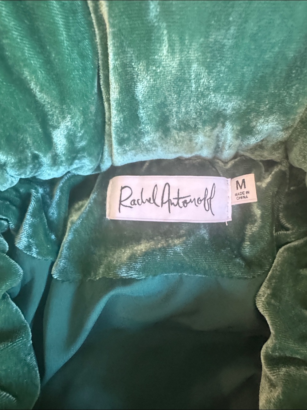 Emerald Green Velvet Puffer Jacket Anthropologie - Picture 4 of 11